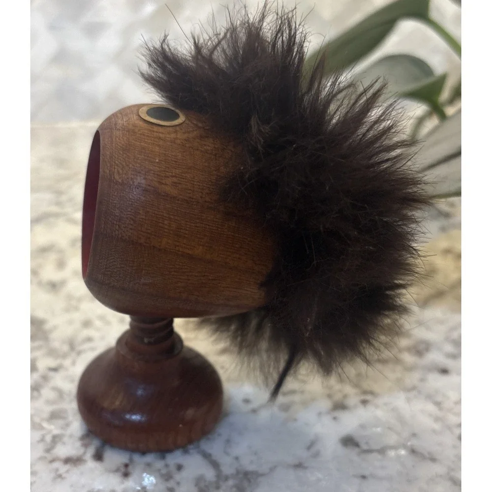 Vintage Wooden Figural Nutcracker Funny Face Hair‎ Screw Nutcracker Folk Art